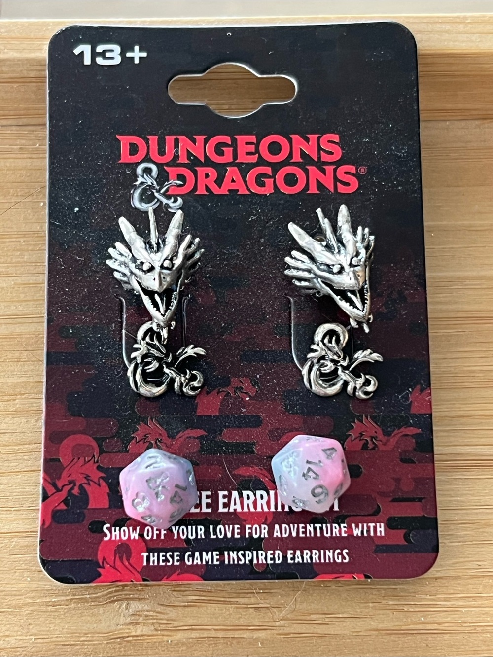 Dungeons & Dragons Dragon and Pink D20 Earrings